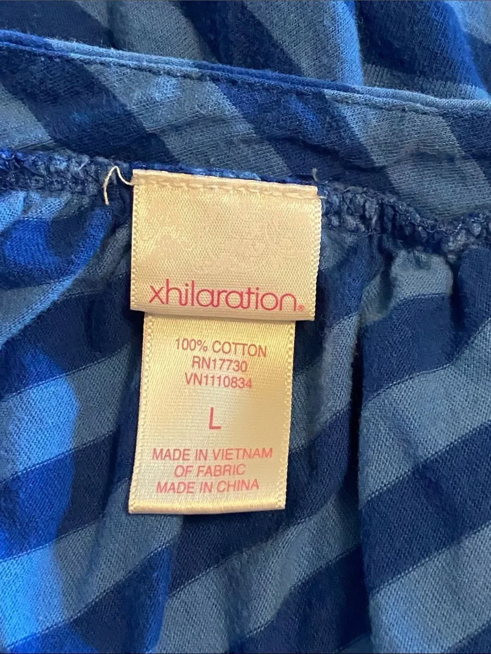10/$50 Xhilaration 💯% Cotton Blue Striped Tiered Sundress Size L